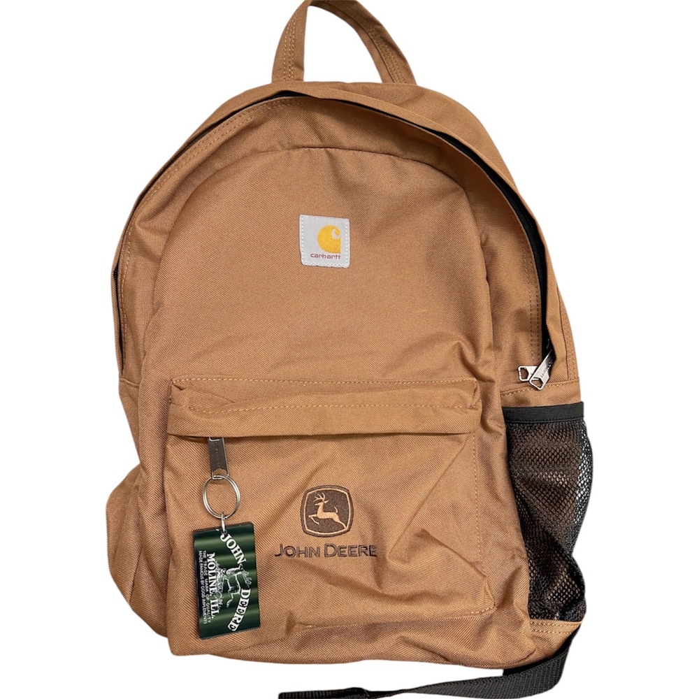 Carhartt John Deere Canvas Backpack Brown Duck Embroidered Logo School Work Bag